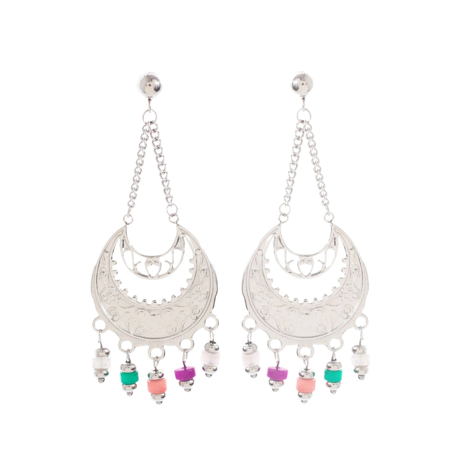 Pendientes India plateado